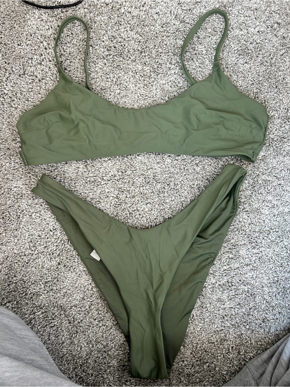aerie Olive Green Scoop Neck Bikini Top and Cheeky Bottom